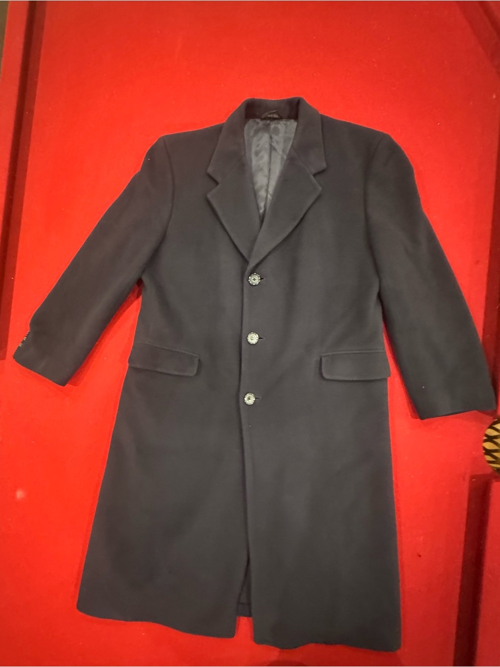 Lord and Taylor Vintage 1980’s Kensington Collection Men's Navy Overcoat 44R